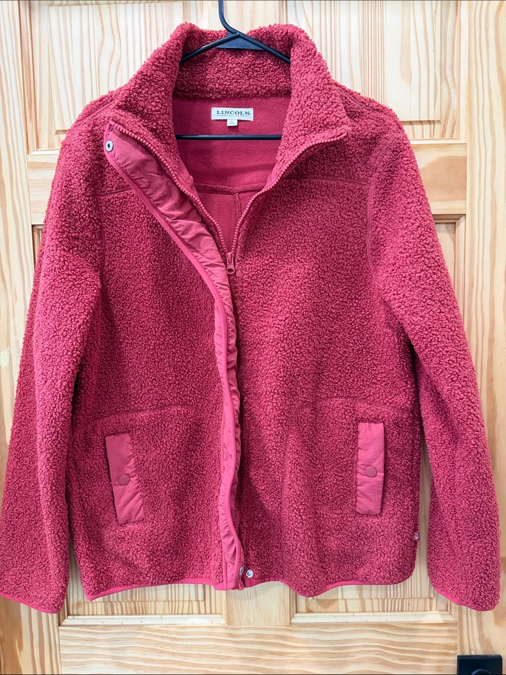 LINCOLN Red Sherpa Zip Jacket